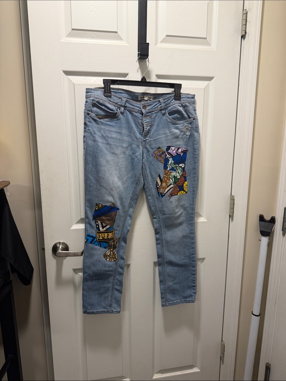 Dollhouse Light Blue Patchwork Boyfriend Jeans